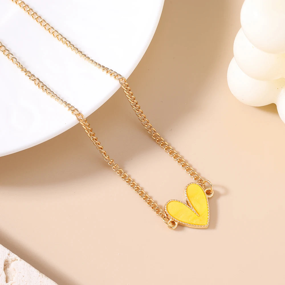 Cute Love Heart Pendant Necklace for Women Girls Gold Color Choker Necklaces Chain Birthday Jewelry Gifts