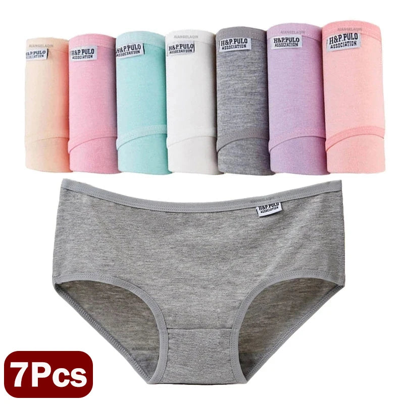 7Pcs/Lot Plus Size Underwear Women'S'S Panties Cotton Girl Brief Sexy Lingeries Shorts Underpant Solid Panty Female Intimate M-4Xl