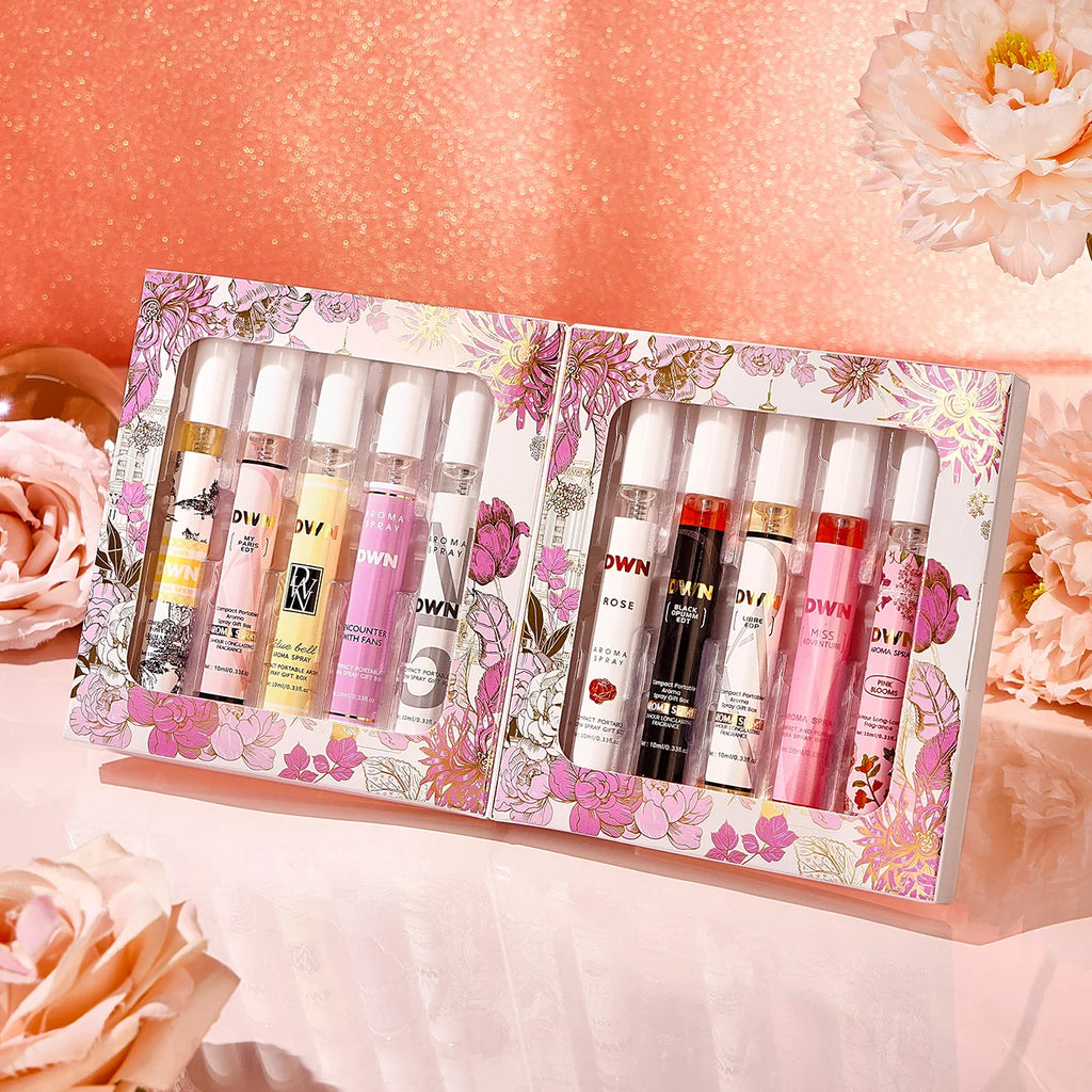 Women's 10PCS Alcohol-Free Fragrances Set, Romantic Floral Scents, Elegant Gift Box, Long-Lasting, Ideal for Daily Use & Gifting