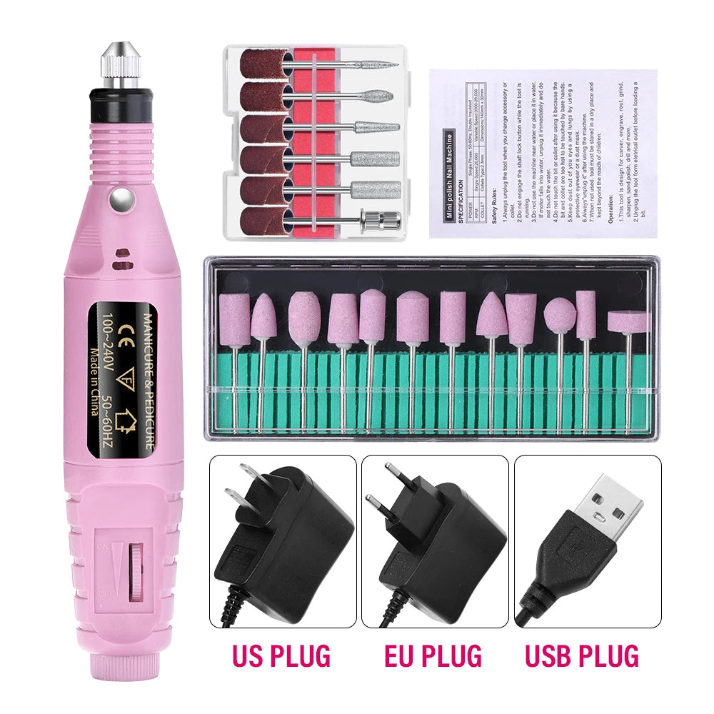 LULAA Portable Professional Electric Nail Drill Machine Manicure Tools Pedicure Drill Set Family Nail File Nail Drill Equipment