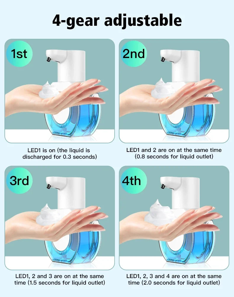 Dispensador automático de jabón de 420 ML, sin contacto, botella de desinfectante de manos con sensor infrarrojo, dispensador de jabón montado en la pared para baño