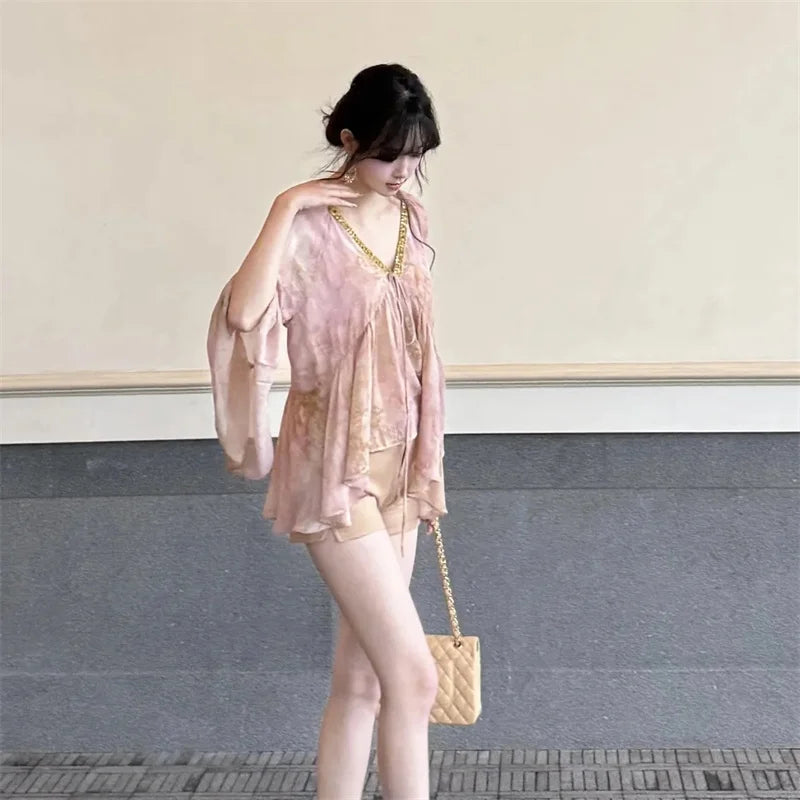 2025 New Gentle to The Bone Soft and Boneless With a Koreanst Style Heiress's Early Morning Breeze and Cool Fairy Aura Top Women