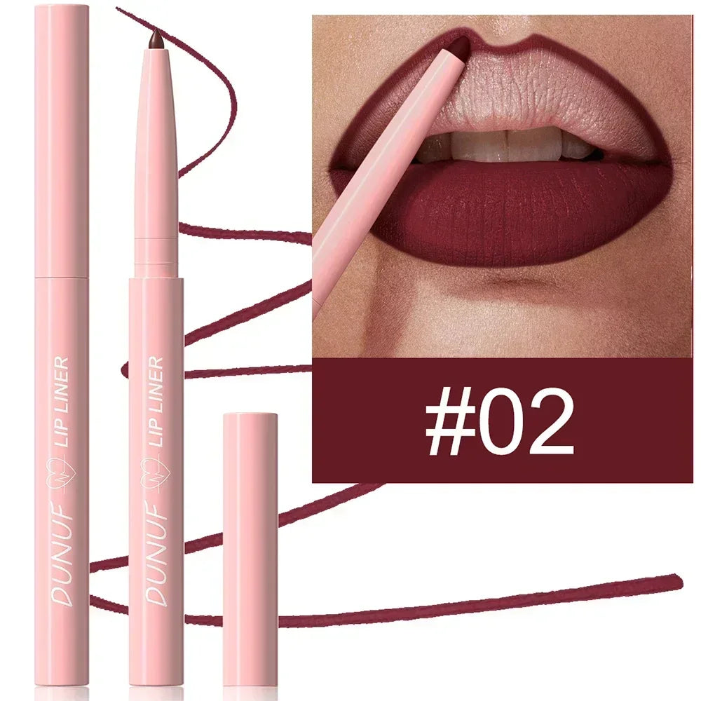 Dunuf 12 Color Velvet Matte Lip Liner Pencil Waterproof for Precise Lip Contour Nude Pink Set for Makeup Lovers
