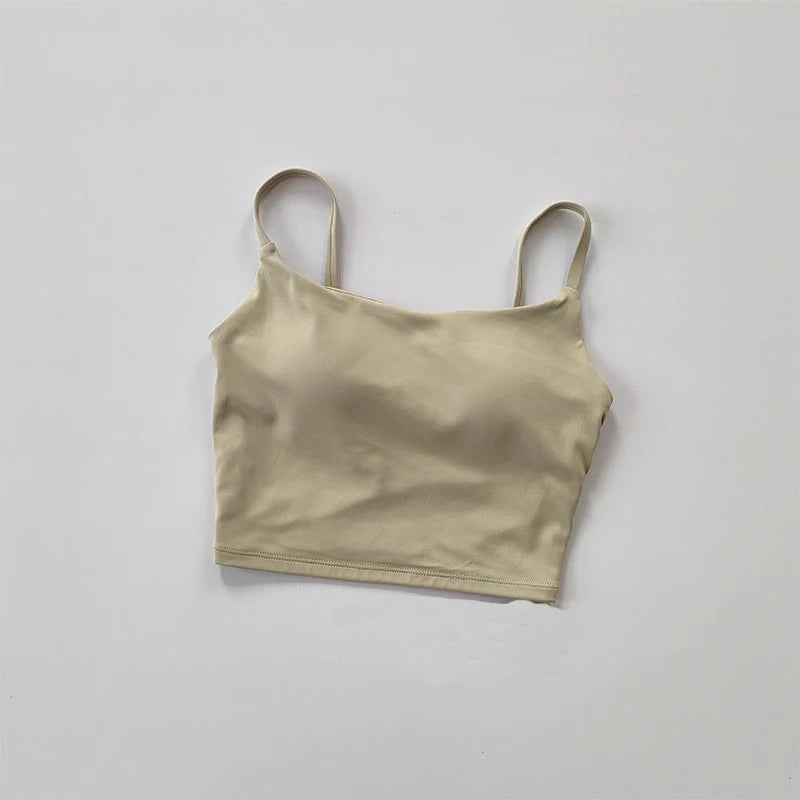 Small Sling Vest Integrated Fixed Gathering Sports Underwear Women's Bra Beauty Back Training Fitness Bra Summer Clothing Suit