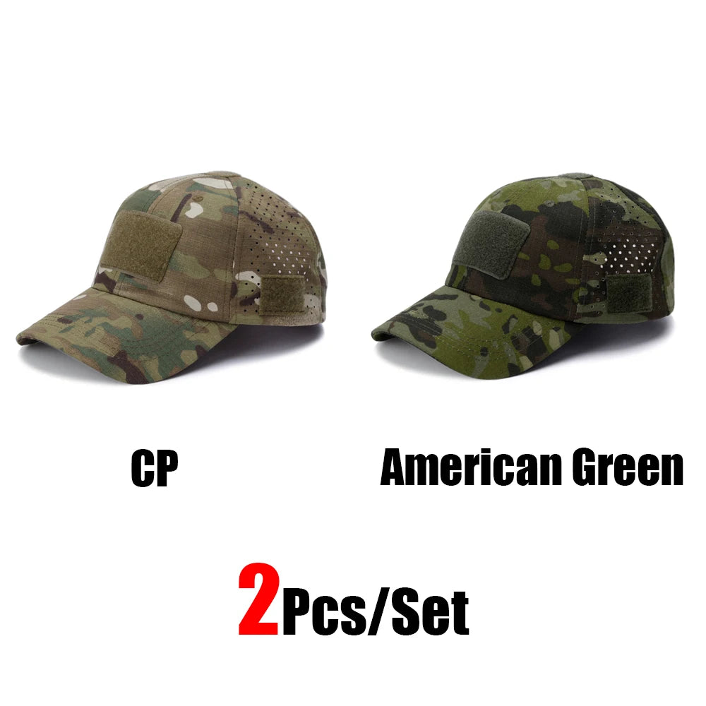 1/2Pcs New Men Camouflage Baseball Cap Breathable Sunscreen Hat Outdoor Sports Hunting Hiking Camping Beach Fishing Sun Hat