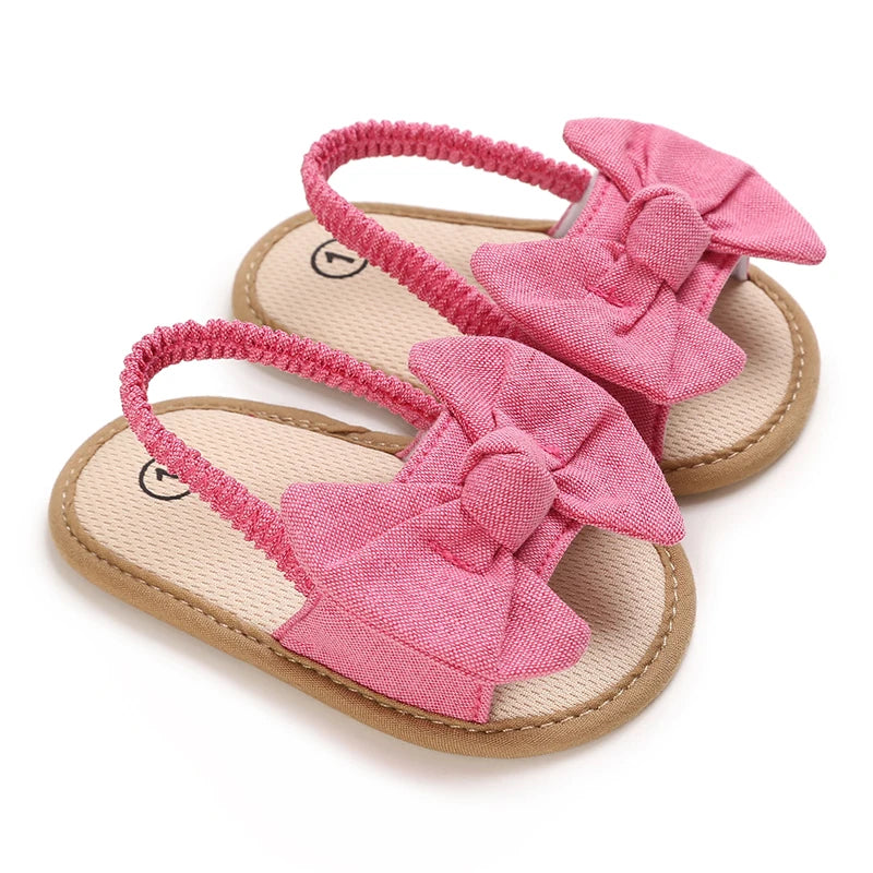 Baby Girls First Walker Sandals - Butterfly Knot Soft Cotton Sole