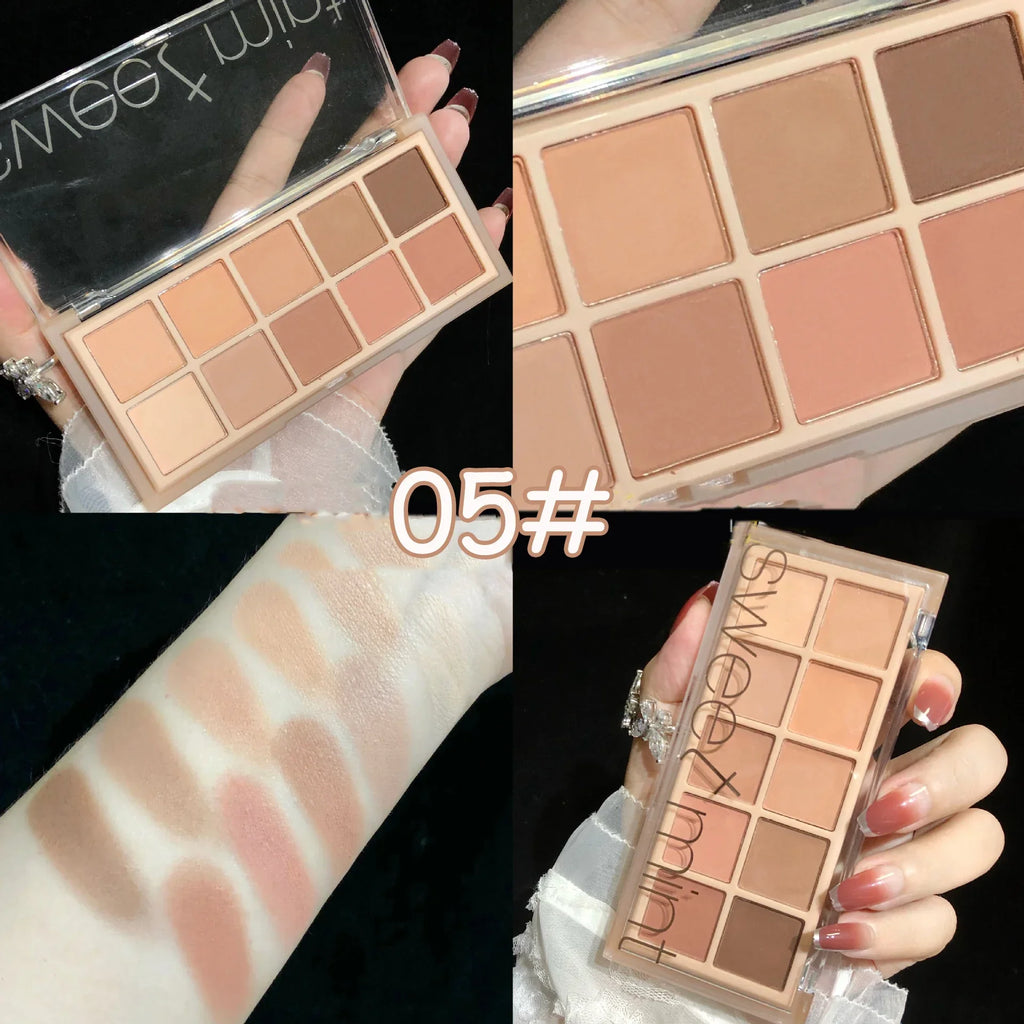 10Color Eye Shadow Palette Pumpkin Earth Tone Matte Pearlescent Shimmer Shiny Sequins Eye Shadow Makeup Pigment Korean Cosmetics