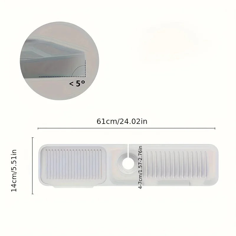 Protector contra salpicaduras para fregadero de cocina con diseño de pendiente de 7°, drenaje rápido, fijación a presión, recogedor de salpicaduras para encimeras de cocina y baño