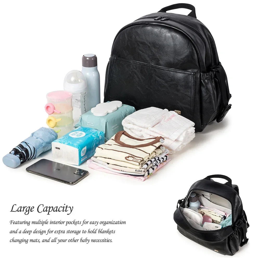 Soboba Large Capacity Solid Diaper Bag With Backpack Straps For Fashionable Mothers – Waterproof Nappy Changing Bag