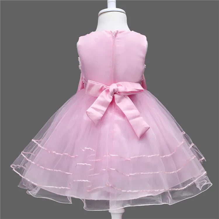 1-9Y Kids Princess Style Girls Dress Mesh Skirt Puffy Children Sleeveless Vest Wedding Party Ceremony Flower Girl Outfit Elegant
