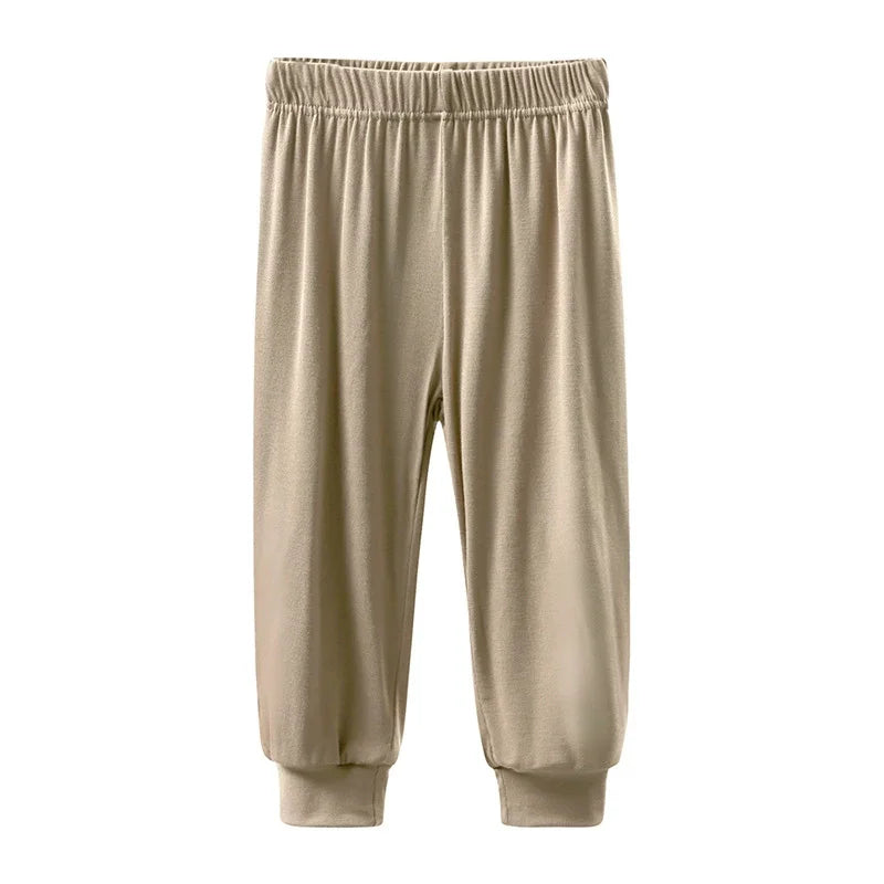 2026 Spring Kids Pants Children's Clothing Boys Girls Solid Modal Breathable Anti Mosquito Elastic Trousers Baby Bottoms Clothes