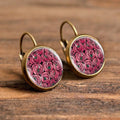 Hot Selling Pop Jewelry Dome Glass Alloy Earrings Flower Painting Noble Fashion