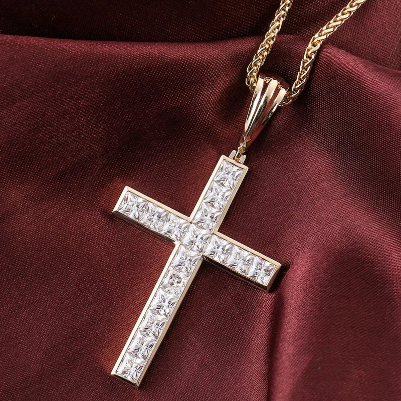Provence Religion Cross Pendant 14K 18KGold DEF/VS Lab Diamonds Luxury Hip Hop Style Pendant Christianity jewelry Custom