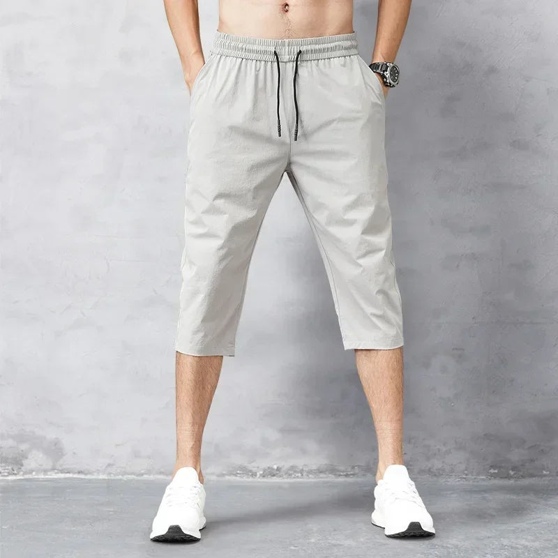 Men's Ice Silk Quick Dry Bermuda Shorts for Beach Travel Big Size Elastic Waist Comfort