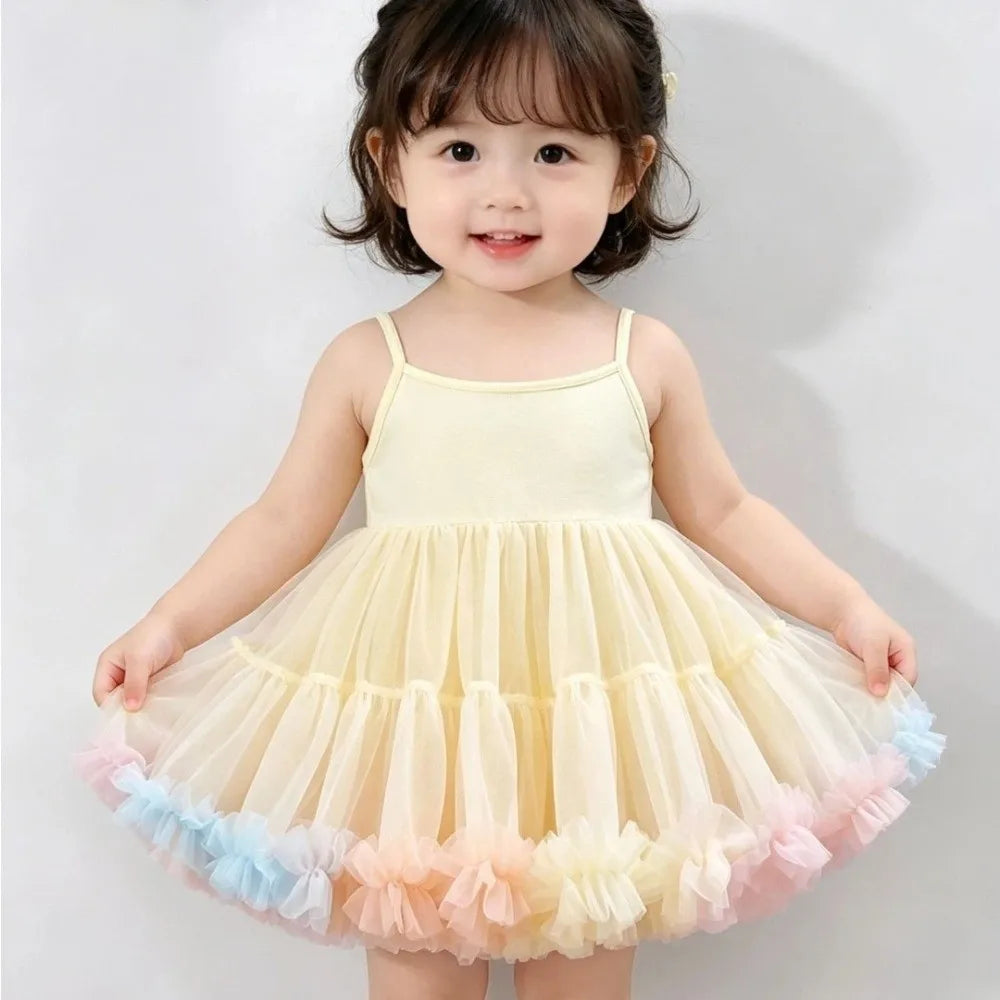 Summer Girls' Ballet TuTu Dress Sleeveless Breathable Kids Dancing Party Dress Soft Princess Wedding Dress Performance Costume