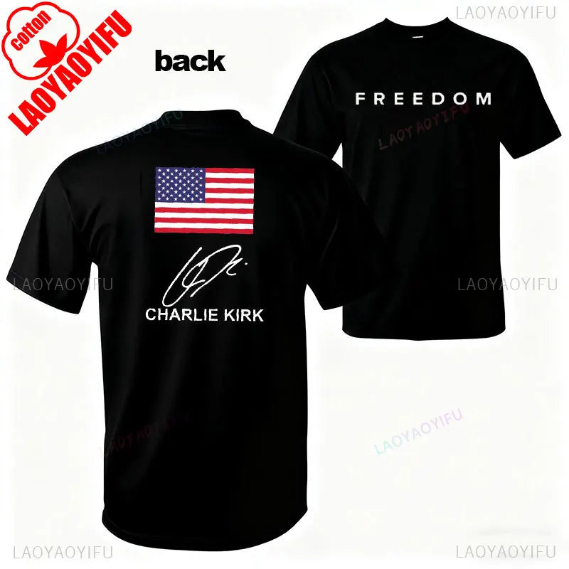 Charlie Kirk Freedom Shirt Patriotic Graphic Tee Tribute For Patriotic Activists Streetwear