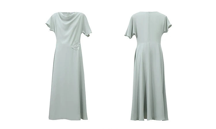 Amii Women’s Dress 2026 Summer New Asymmetric Dolman Sleeve Cowl Neck Lace Slim Fit Elegant Midi A-Line Dress For Women 12642108