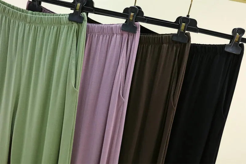 Fdfklak Women's Modal Pajama Pants - High Waist Lounge Sleep Bottoms