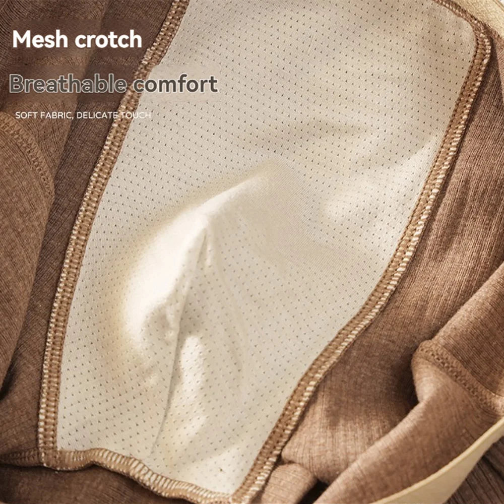 3Pcs/Pack Cotton Hygroscopic Breathable Underpants Men Comfortable Mesh Crotch Panties Soft Solid Striped Men'S Boxer Underwear