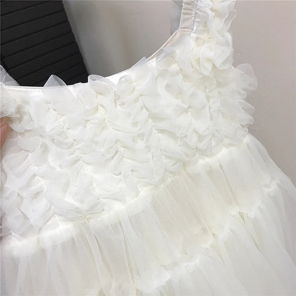 Girls' Summer New Dress Children's Cute Suspender Princess Dress Girl Baby Thin Casual Mesh Dress Fashion