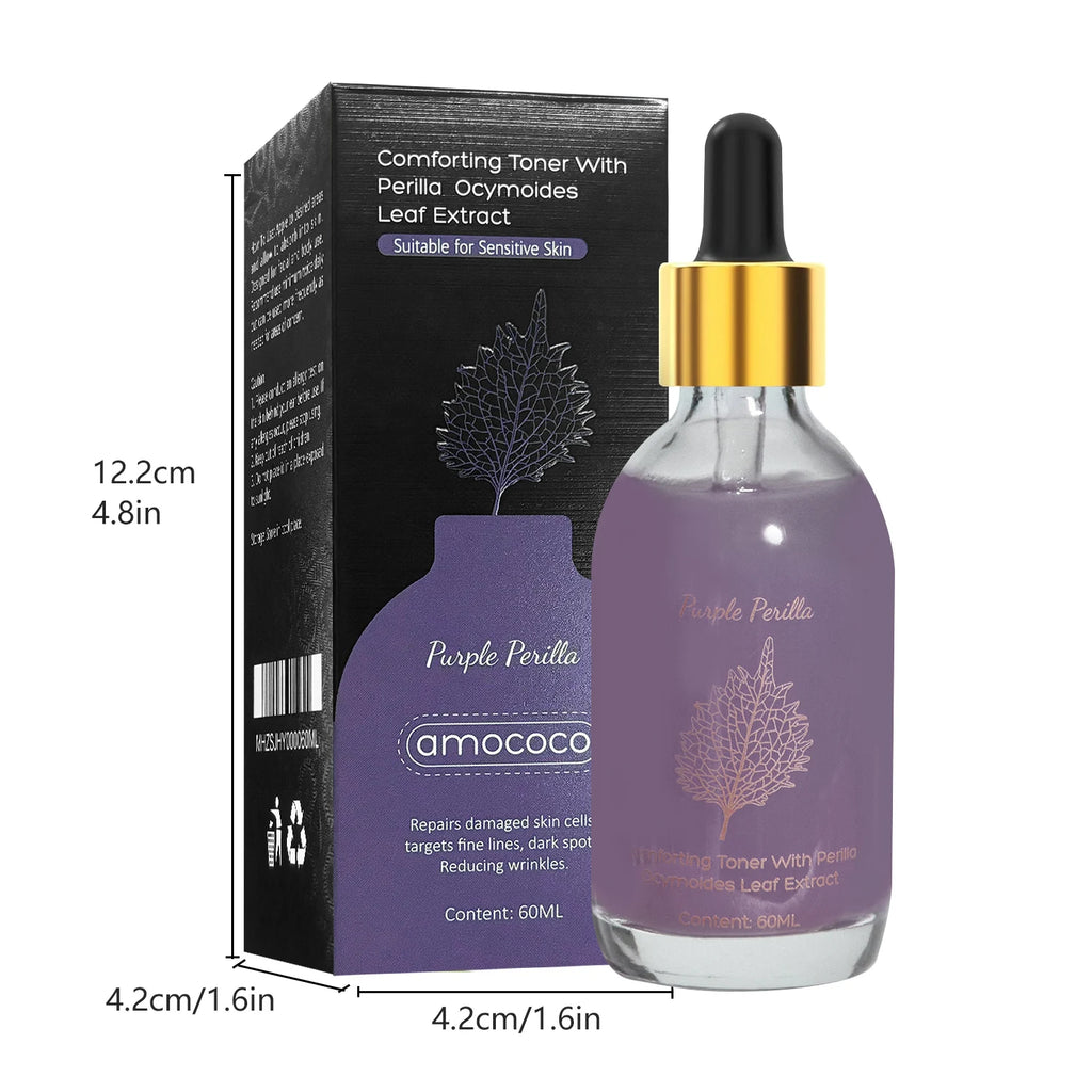 Amococo 2pcs Purple Perilla Calming Toner 60ml Each Soothing Essence for Sensitive Skin Helps Reduce Fine Lines Even Skin Tone K-Beauty