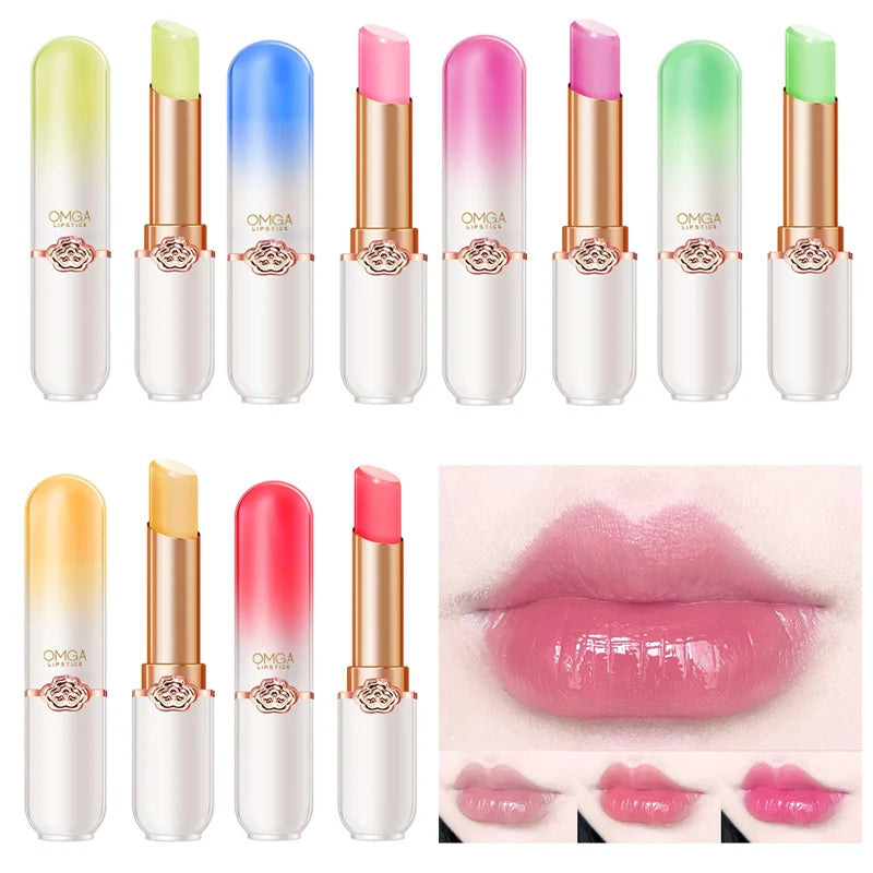 Color Changing Lipstick Moisturizing Lip Balm Nourising Long Lasting Aloe Vera Peach Gloss Natural Beeswax Lip Care Cosmetics