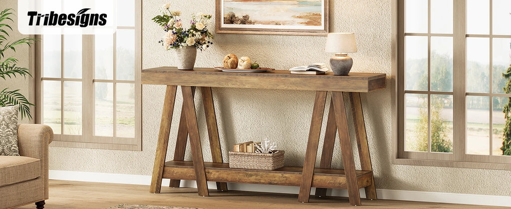 Tribesigns 70.87" Farmhouse Console Table, 2-Tier Entryway Accent Table Behind Sofa for Living Room, Entrance, Foyer