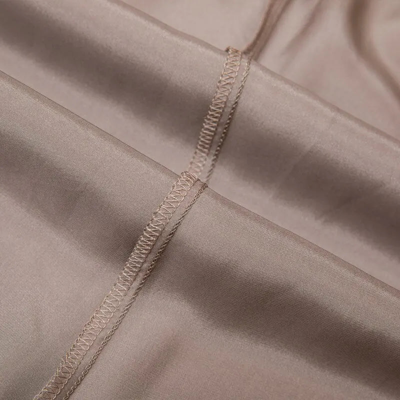 Loose 100%Silk Short Sleeve Nightgown, Summer Medium-long Satin Sleepwear Woman