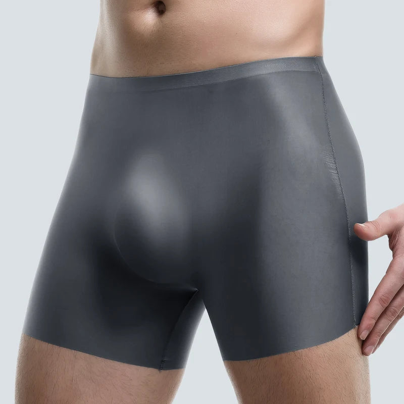 Men'S Underwear Men'S 3D Stamping Ice Silk Boxers Seamless Thin Boxers Lengthened Sports Summer Short Shorts Head