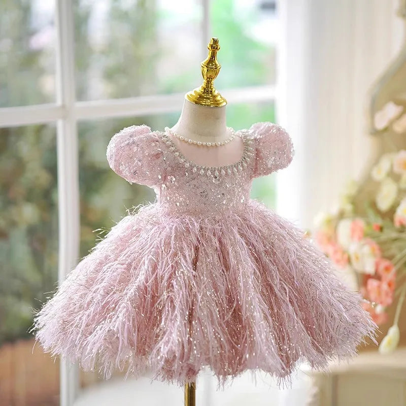 Baby Girl's Dress Light Luxury High End Children's Princess Dress Little Girl Birthday Host Piano Performance Dress