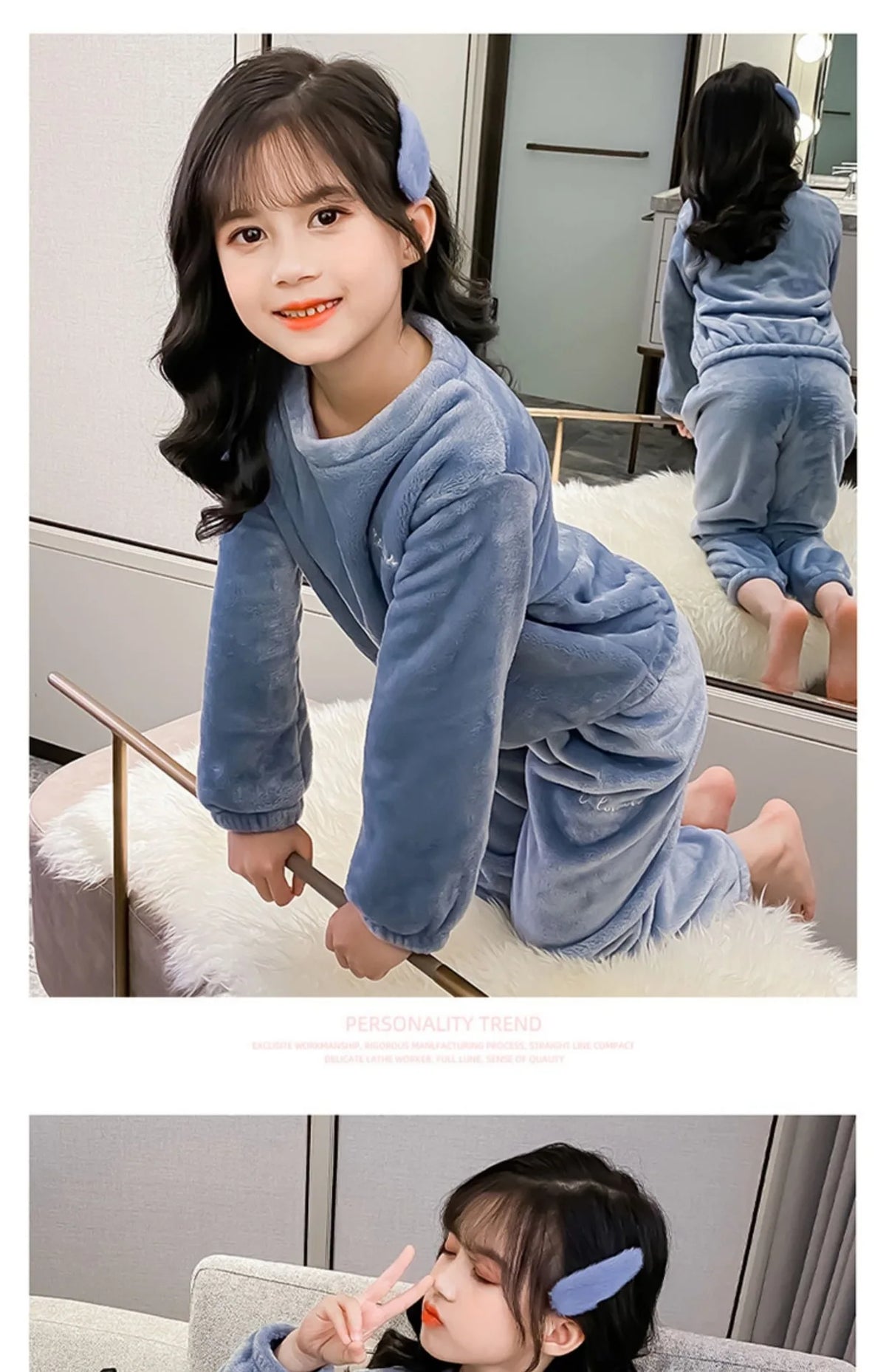 2pcs Boy Girl Kids Fall Winter Sleepwear Toddler Children Baby Coral Fleece Warm Sweatshirt Pant Set Flannel Pajama Pullover Top