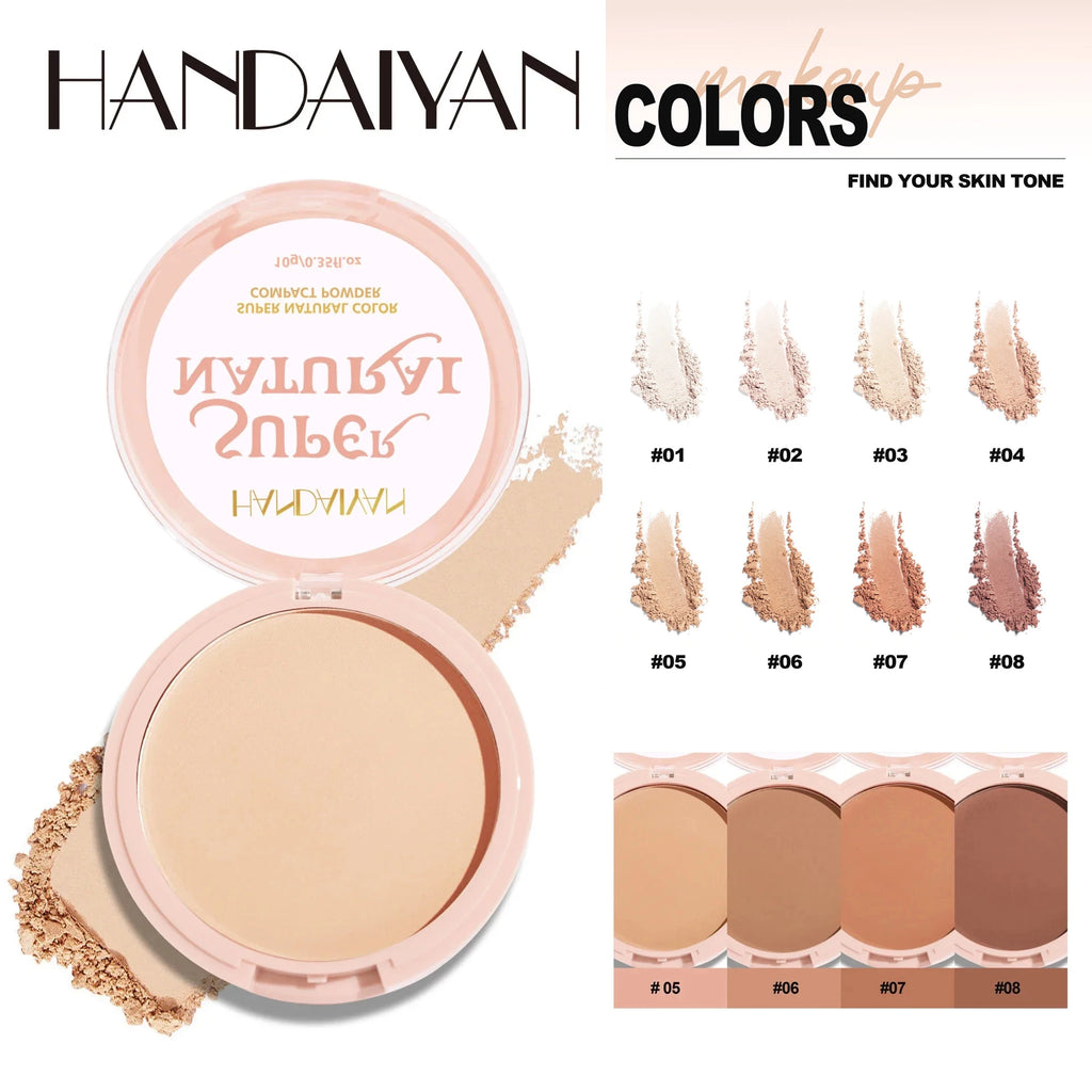 8 Color Matte Face Pressed Powder 24 Hours Oil Control Natural Setting Powder Foundation Full Coverage Waterproof Lasting Makeup