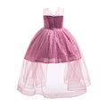HETISO Fashion Girls Sequin Princess Dress Tulle Sleeveless Banquet High end Lace Evening Ball Gown for Kids Child 2-6 Years