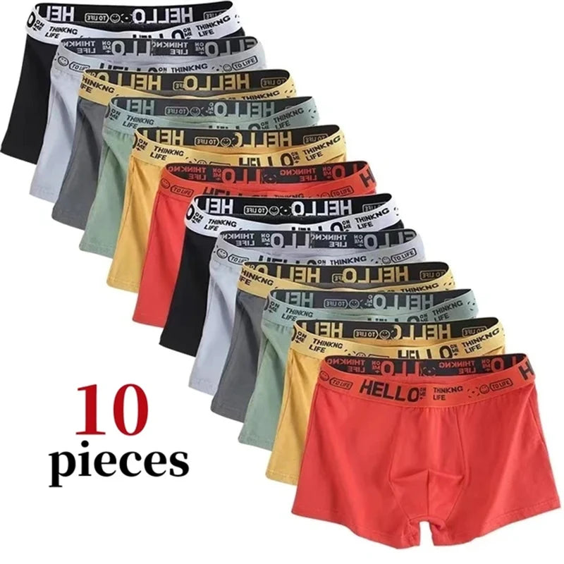 10Pcs Men'S Boxer And Briefs Fashion Underwear High Stretch Boxer And Briefs Shorts Breathable Soft Men'S Shorts Comfortable