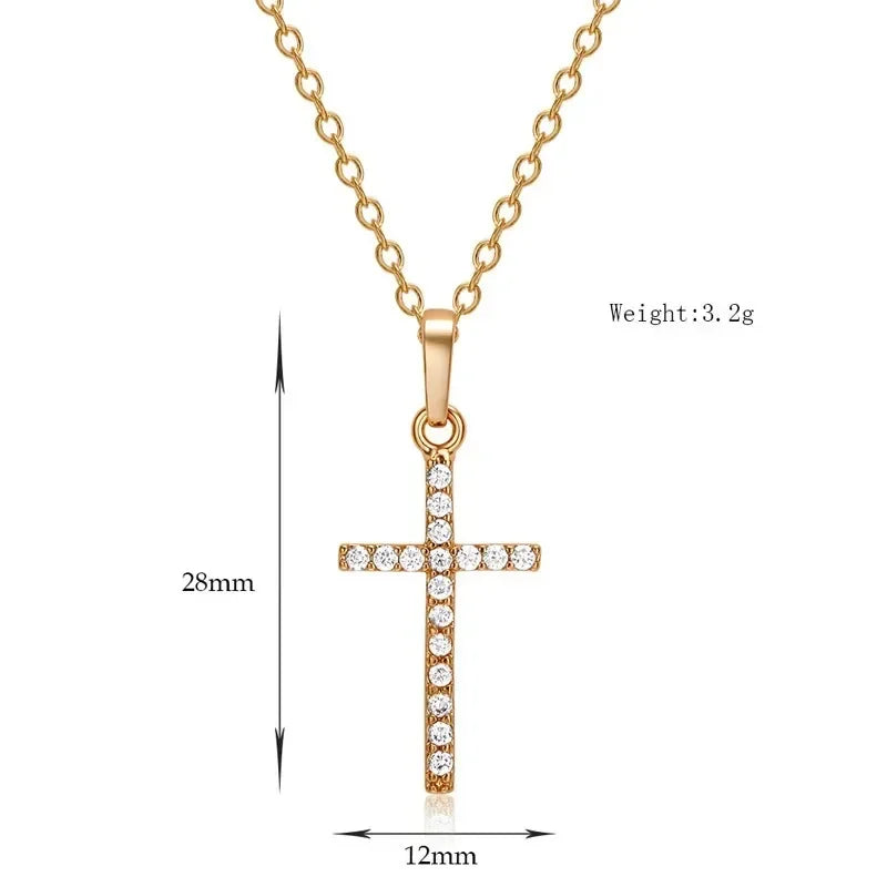Stainless Steel Cross Pendant Zircon Necklace for Women Men Personalized Design Popular Hip Hop Choker Chain Party Jewelry Gifts