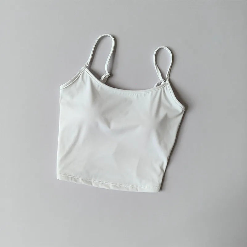 Women's Fixed Cup Small Sling Sports Vest Yoga Wear Underwear with Chest Pad Pilates Fitness Top Beautiful Back Design
