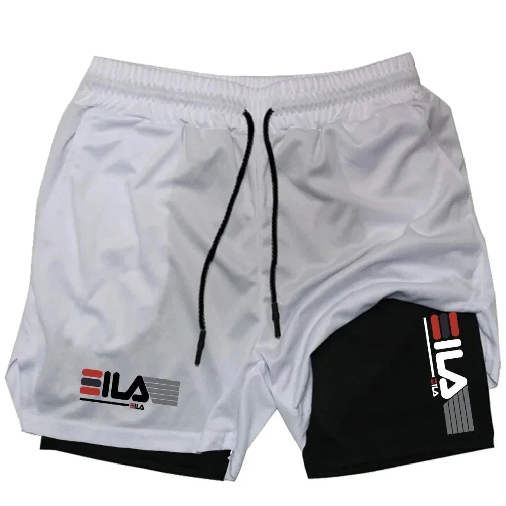 Men'S Two-In-One Sports Shorts Breathable Casual Quick-Drying Double-Layer Shorts Summer Running Sportswear Bottoms M-3Xl