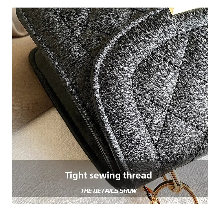Elegant Women Quilted Top Handle Bags with Gold Chain Strap Ruched Handbag Fashion Lock Crossbody Bag Chic Mini Shoulder Purse