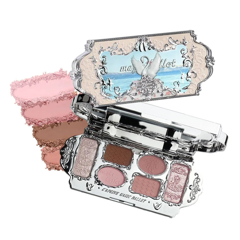 Six Color Swan Eye Shadow Trim Blush Highlights a Multi-Purpose, Diverse Style, Natural Makeup, Portable, Integrated Makeup Syst