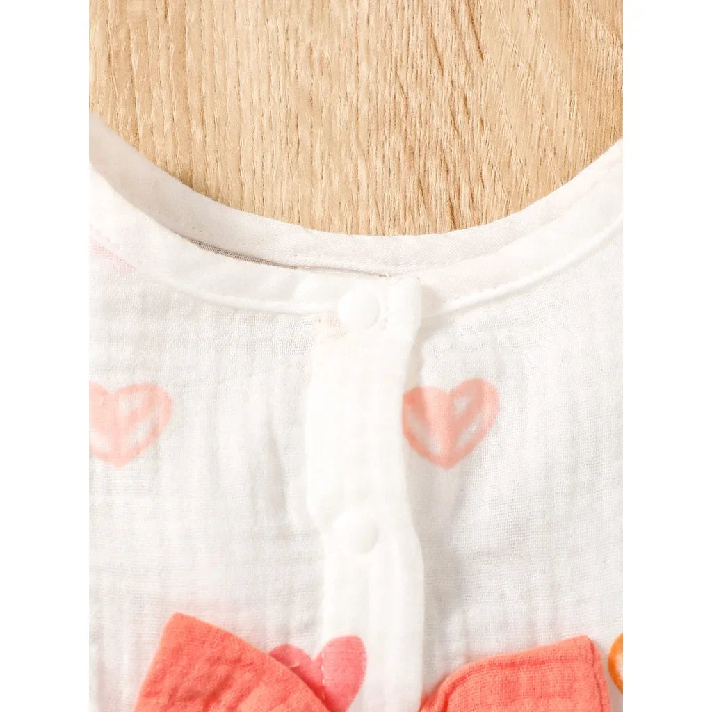 2Pcs Dress Clothes Set Newborn Baby Girl Love Print Sleeveless Dress With Hat Summer Fashion Cute Wear For Infant Girl 0-9Months
