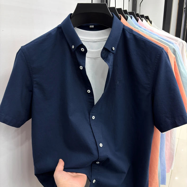 100% pure cotton short sleeve shirt summer new breathable men's T-shirt designer brand Paul Pony embroidery business casual top
