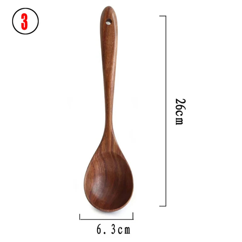 10-Piece Teak Wooden Cooking Utensil Set