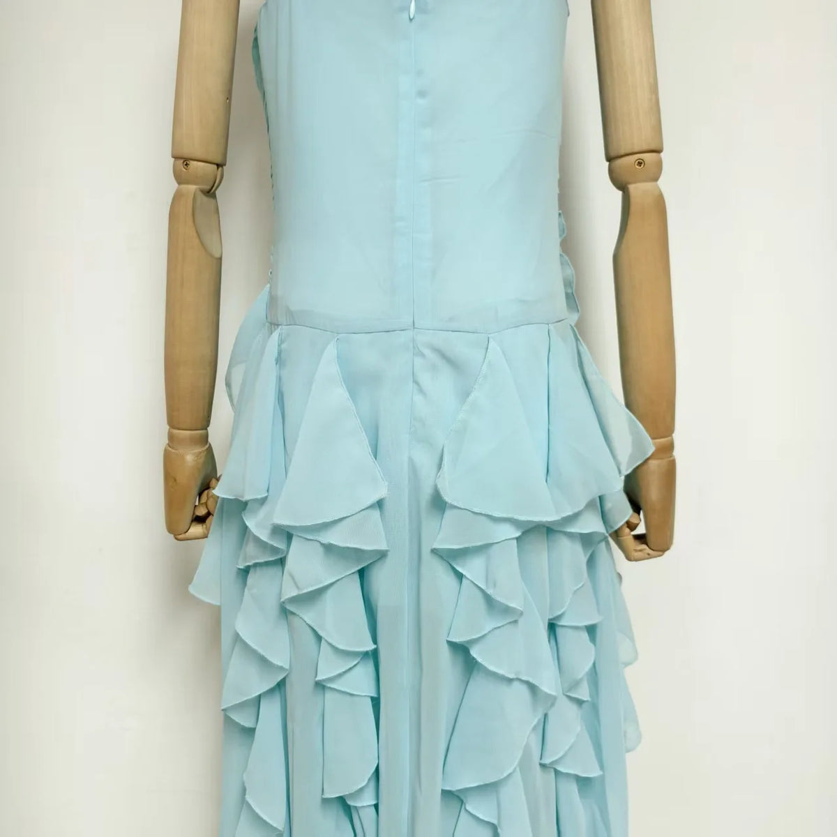2026 Summer American Elegant Temperament Fashion Ruffled Splicing Sleeveless Strapless Irregular Split Chiffon Long Dress Women