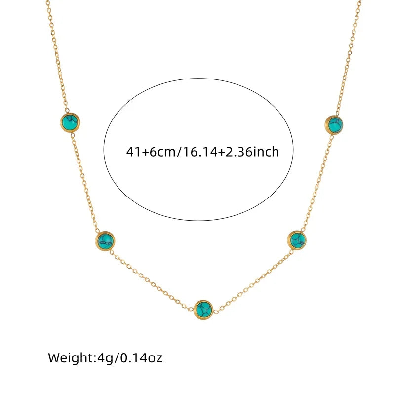 Dieyuro 316L Stainless Steel Turquoise Simplicity Necklace Earrings For Women'S 2024 New Fashion Jewelry Set Gifts