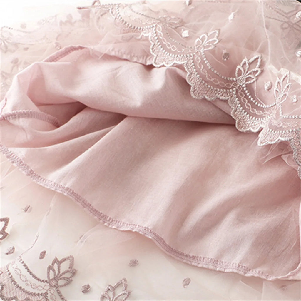3 to 8 Years Summer Princess Girls Sweet Dress Floral Print Ruffles Sleeve Lace Tutu Mini Dress
