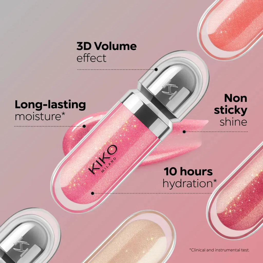 Kiko Makeup 3D Hydra LipGloss Non-fading Waterproof Blusher Moisturize Shimmer Makeup Lip Gloss Lipstick Brun Pearly Mauve Liner