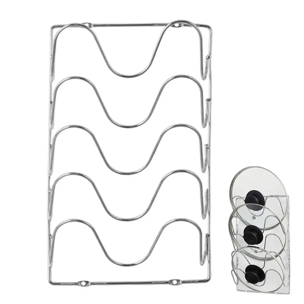 Estante Organizador de Cocina Colgante de Pared para Tapas de Olla, Estante Metálico de Cinco Niveles para Tapas de Olla, Antioxidante, Multifuncional, Estante de Almacenamiento de Tapas de Olla