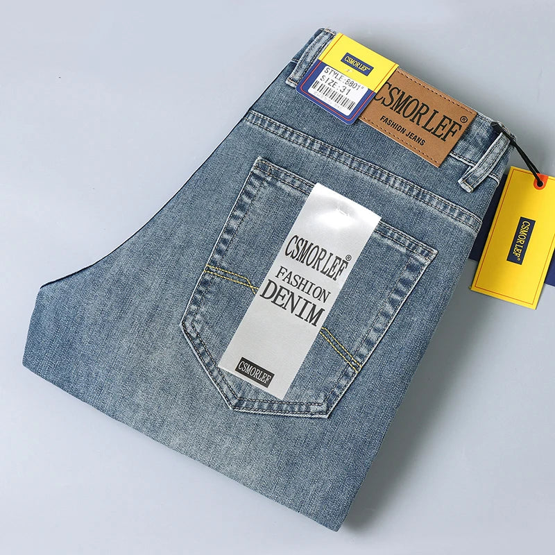Mens Jeans Slim Fit Straight Leg Denim Pants For Men Retro Casual Style Premium Quality