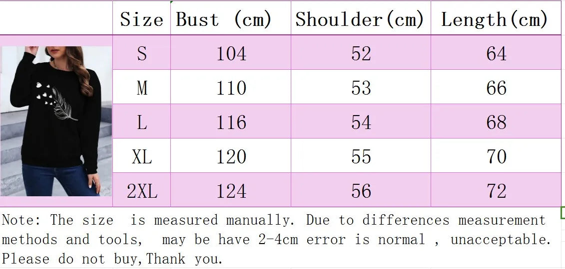 Women's Casual Heart Print Pullover Sweatshirt Geometric Design Long Sleeve Round Neck Machine Washable Regular Fit for Autum