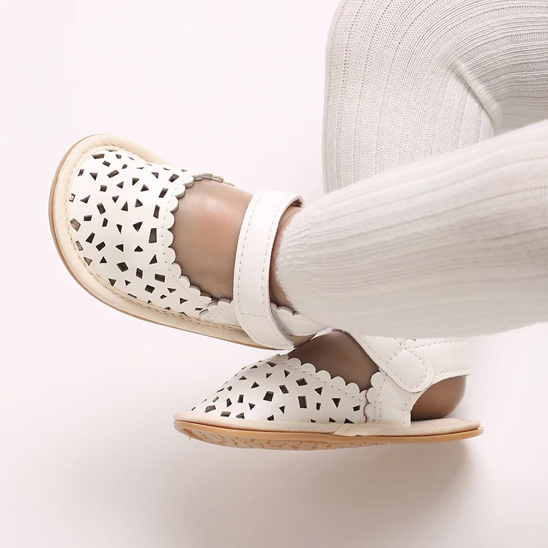 0-18M Baby Girls Summer Fashion Classic Minimalist Hollow Sandals Anti-Slip Casual Walking Shoes